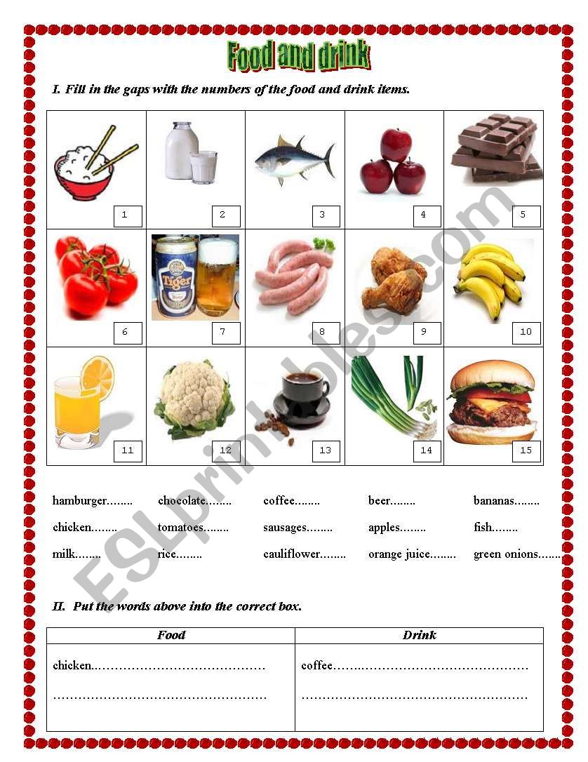 Food and drink - worksheet worksheet