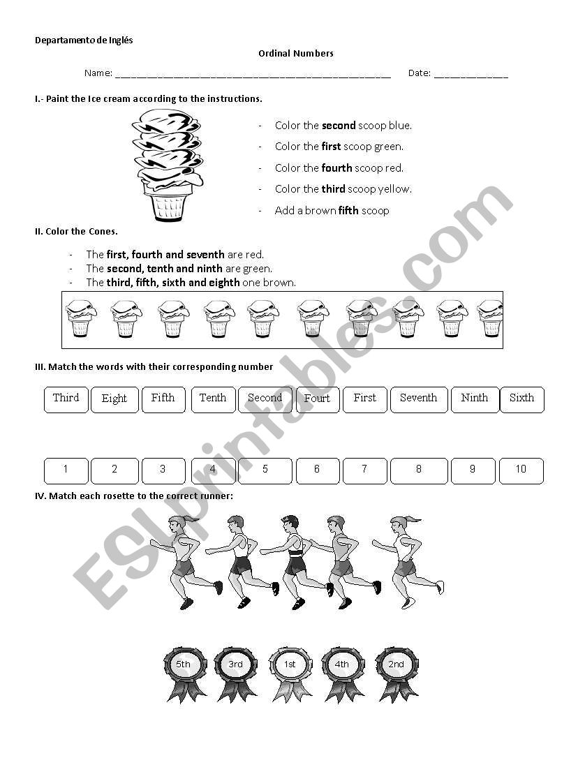 Ordinal Numbers! worksheet