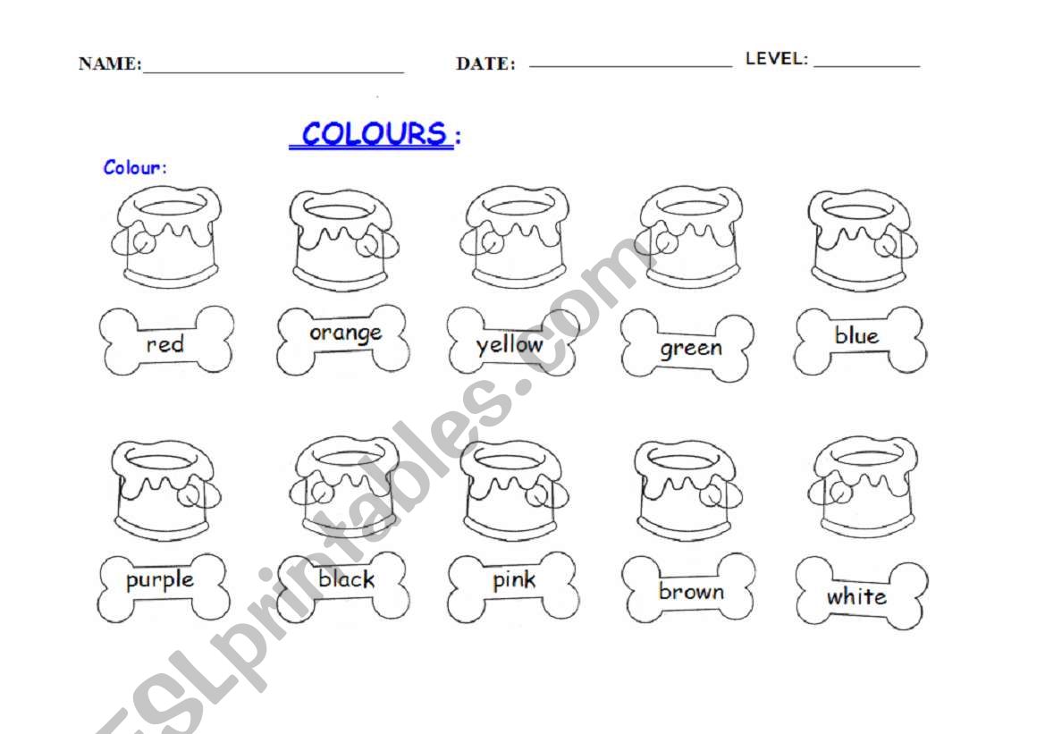 10 COLOURS worksheet