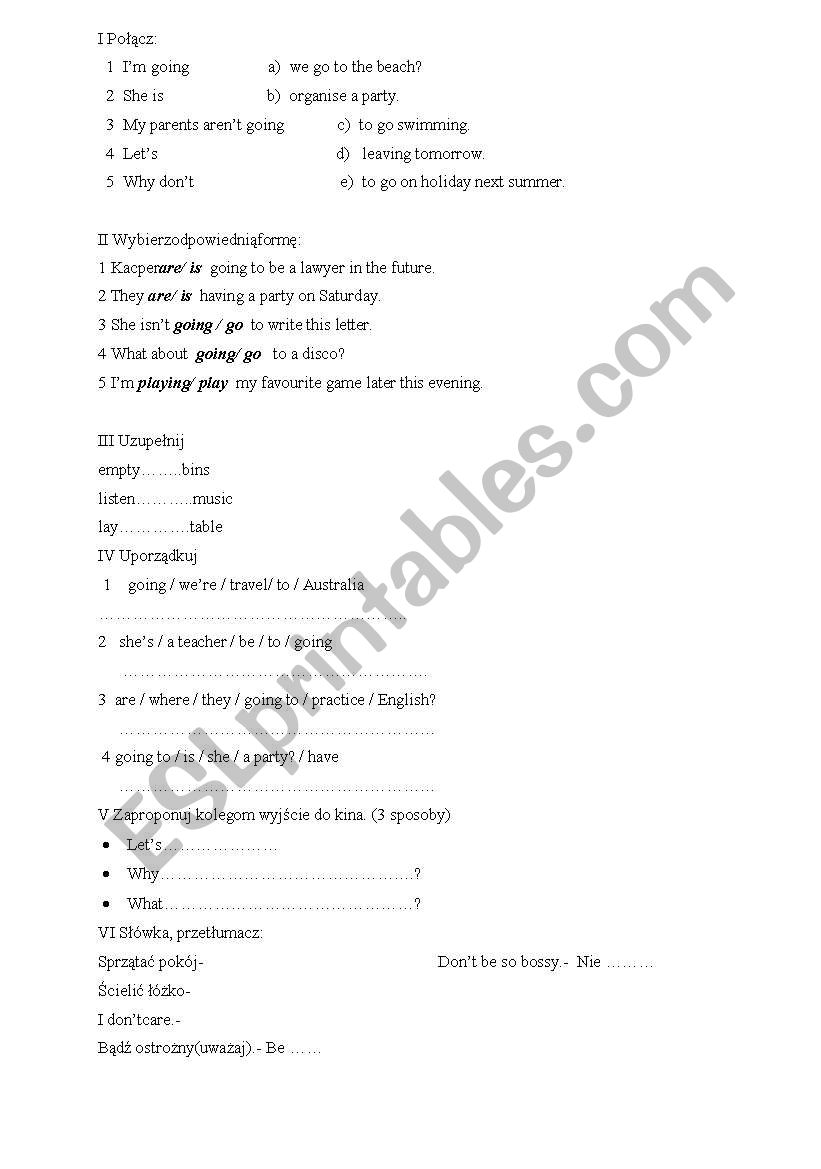 Future tenses test worksheet