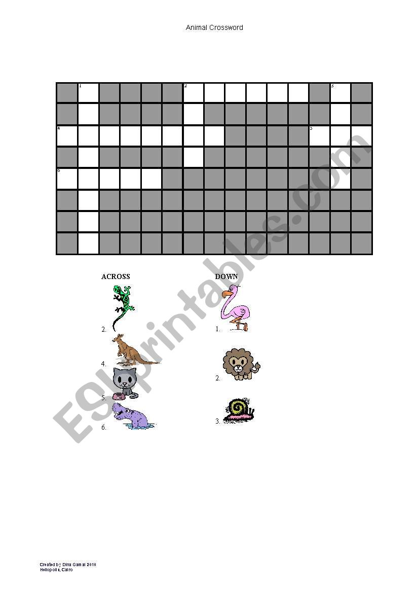 Animal Crossword worksheet