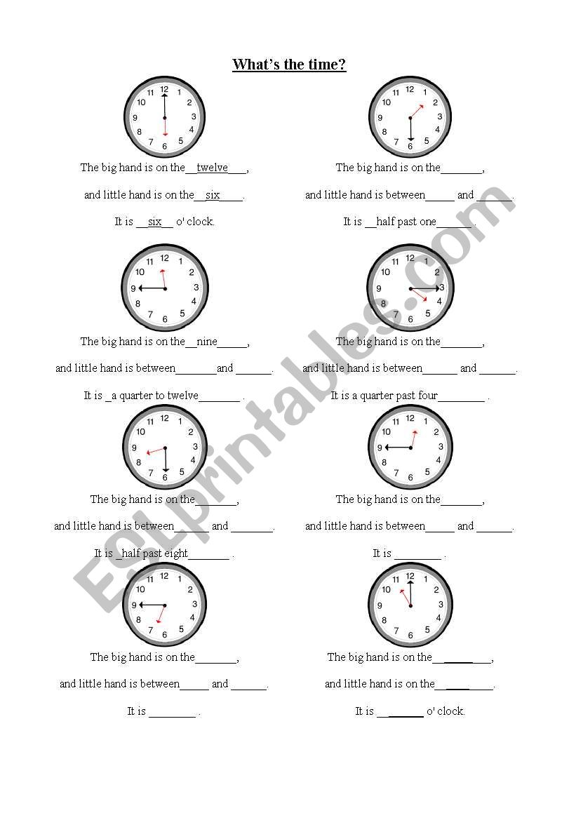 Whats the time? worksheet