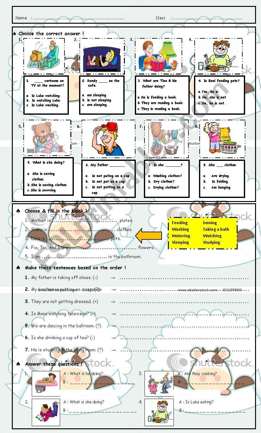 Test : Present Continuious Tense