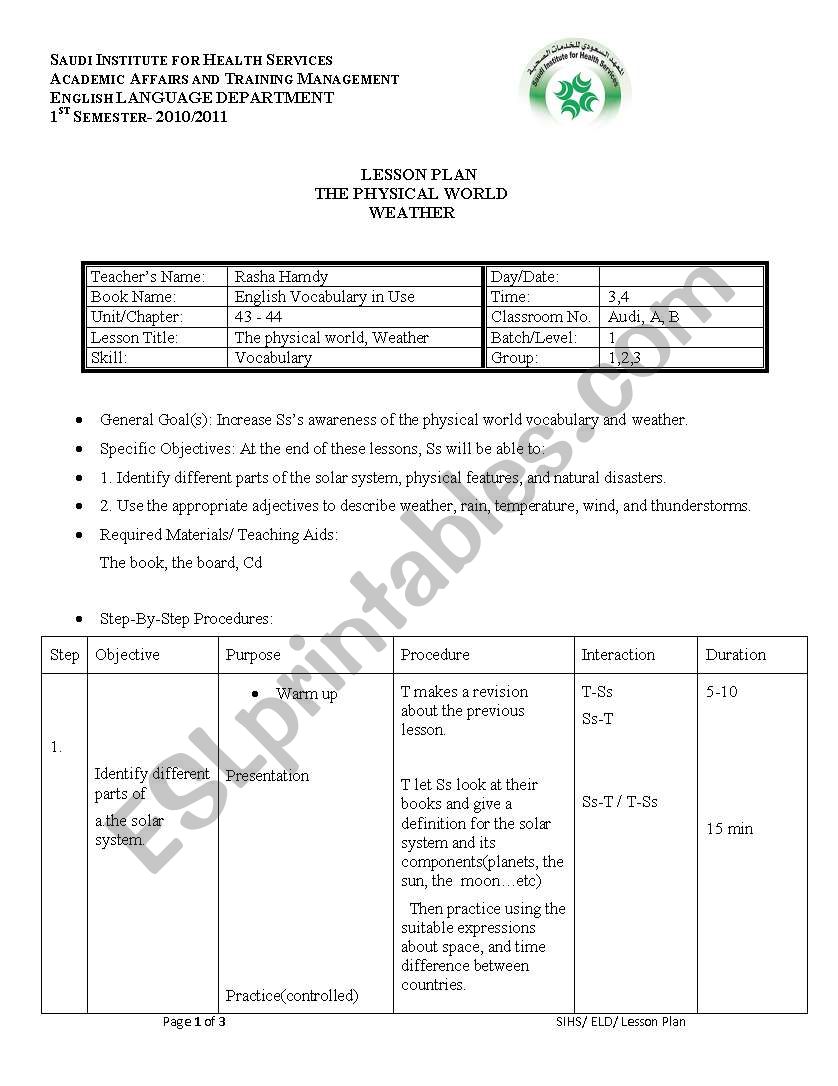 English Vocabulary in use lesson plan