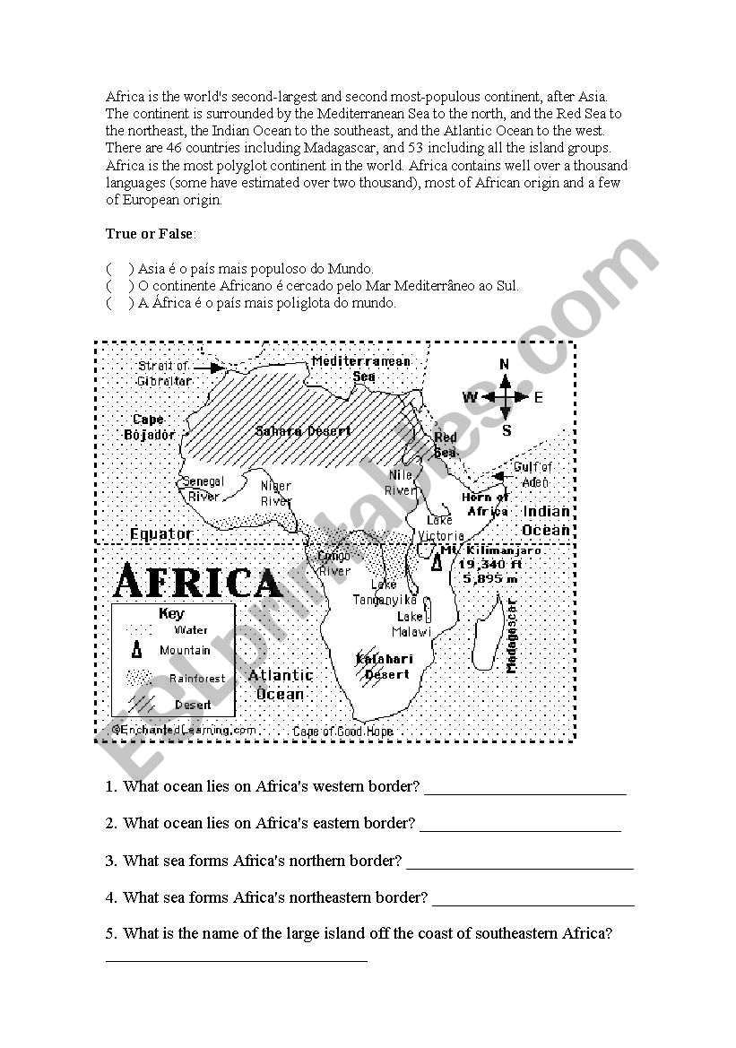 África - ESL worksheet by SolCarol