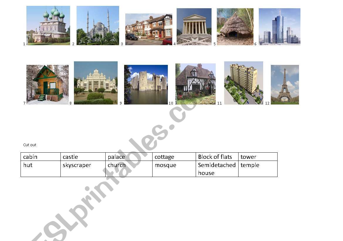 Types of houses worksheet