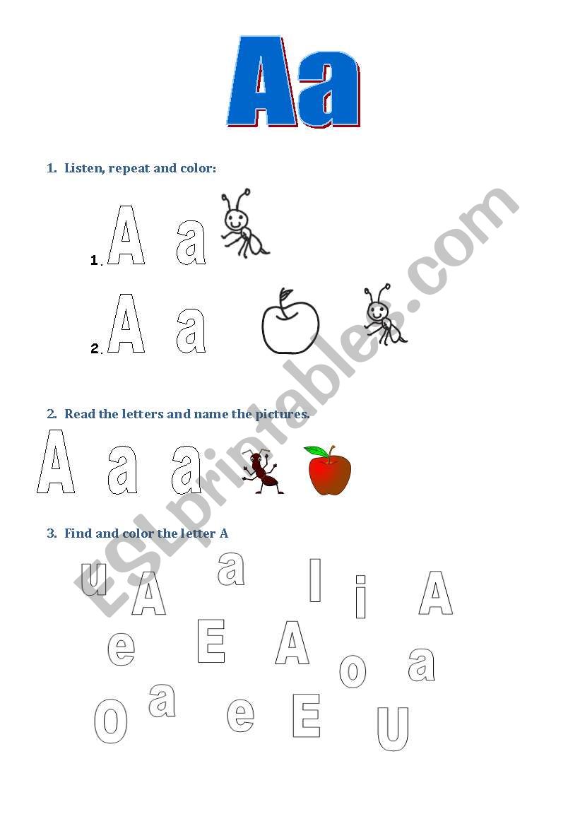 Letters A and E worksheet