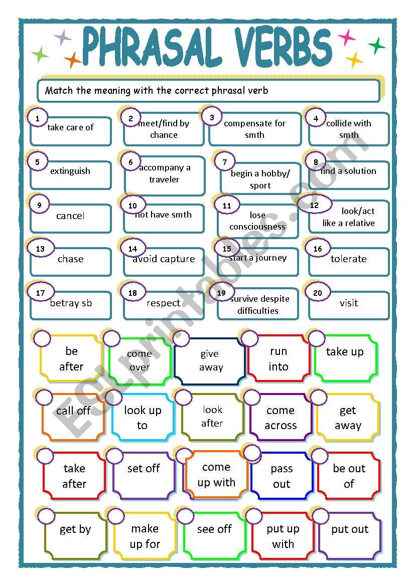 Phrasal verbs worksheet