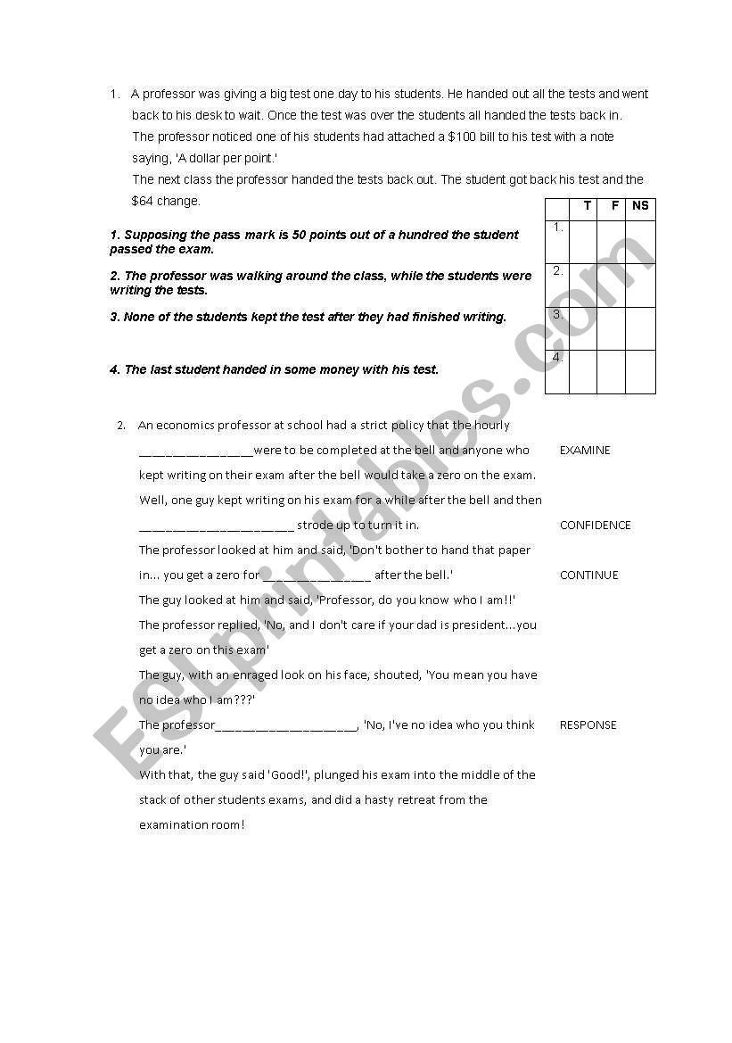 Jokes worksheet