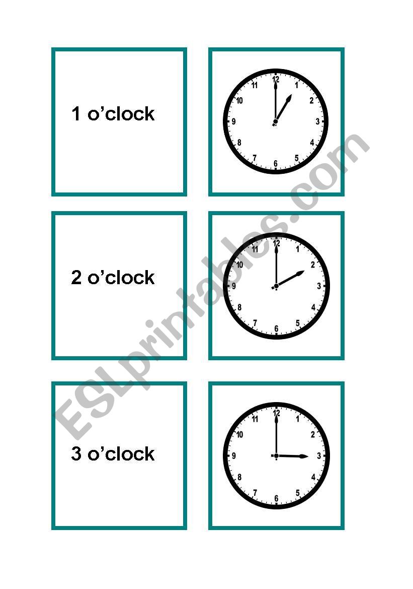 Time memory game  Part 1/2 worksheet