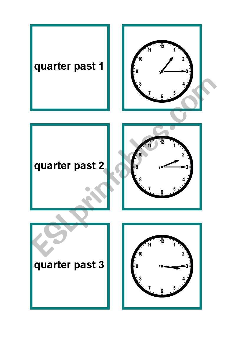Time memory game (part 2/2) worksheet