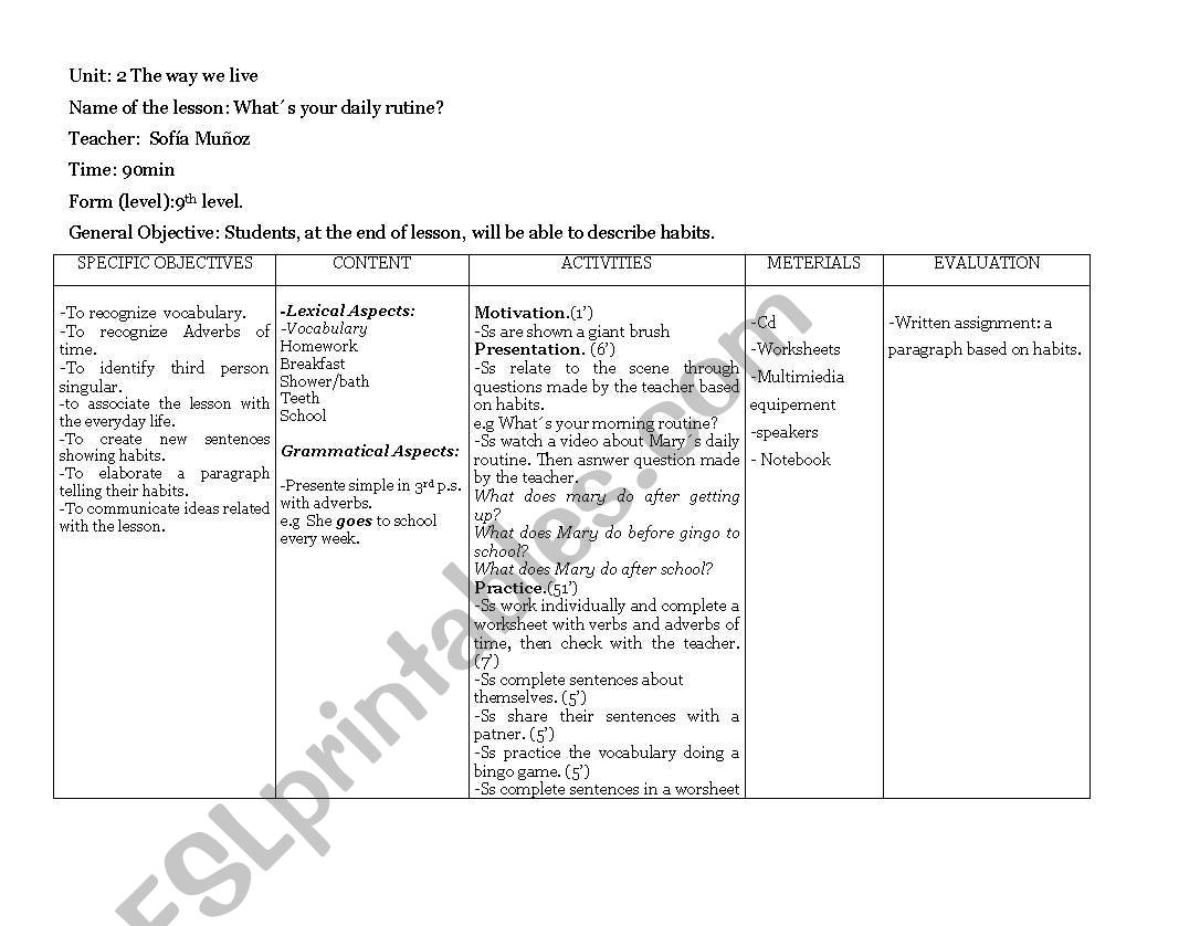 What Is Your Daily Routine? worksheet