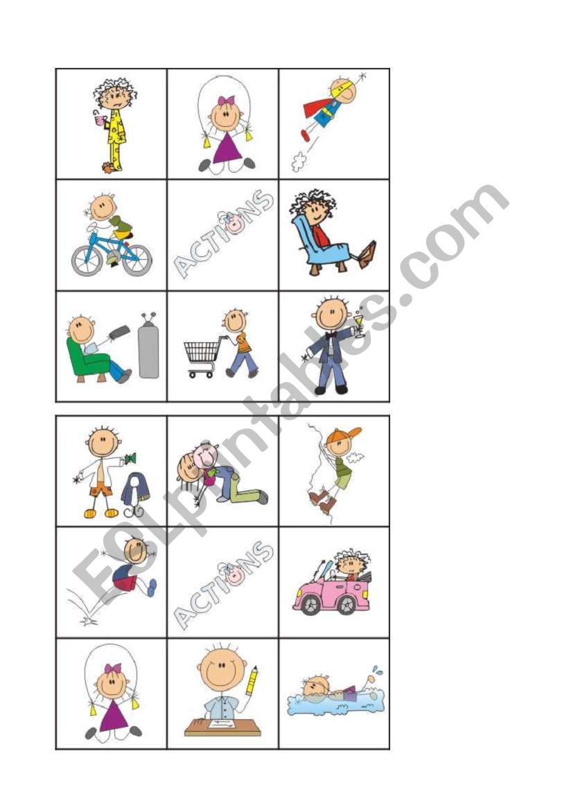 ACTIONS - Bingo 1/2 worksheet