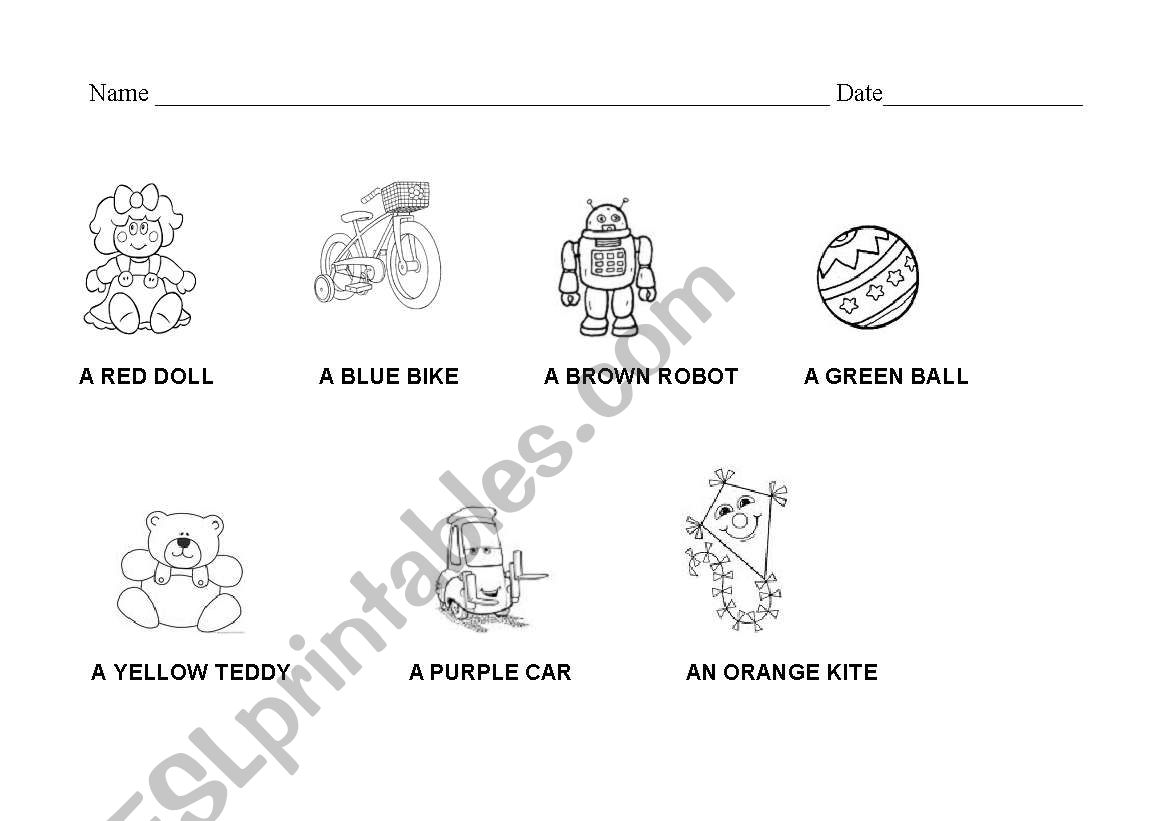 colors and toys worksheet