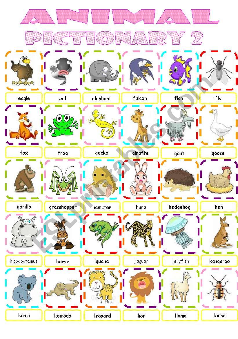 Animal pictionary2 worksheet