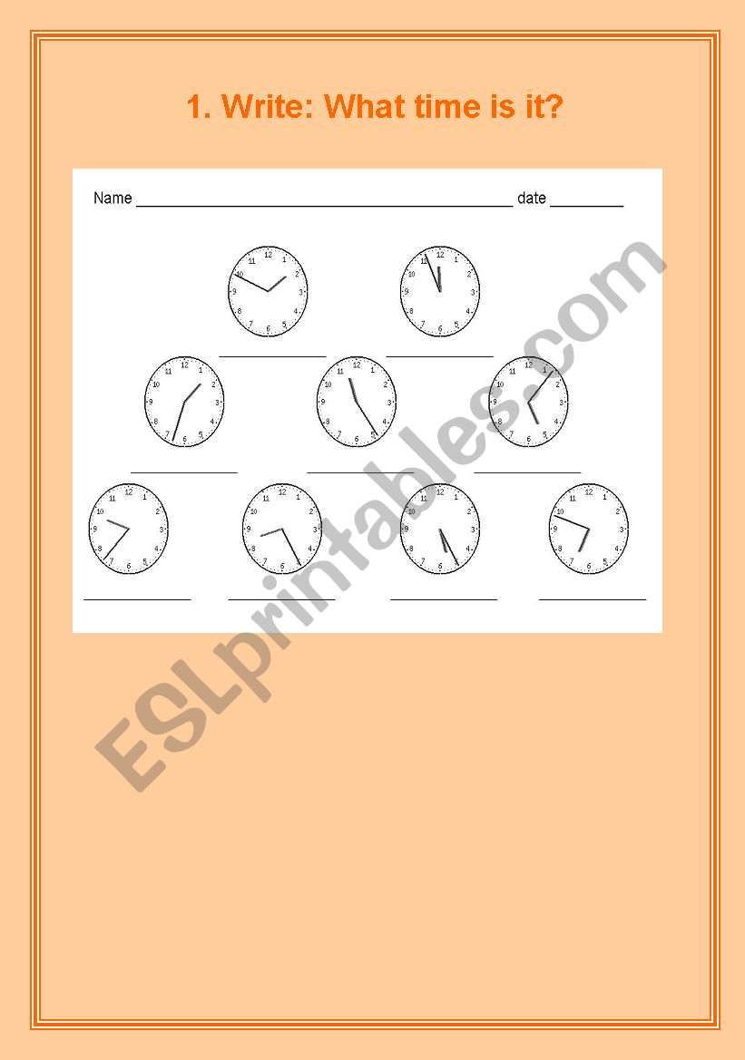 what time is it? worksheet