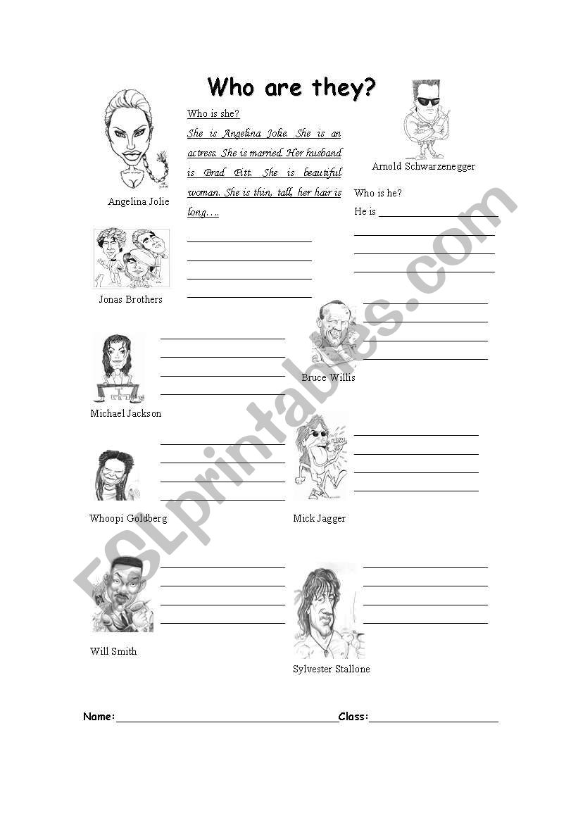 DESCRIBING PEOPLE worksheet