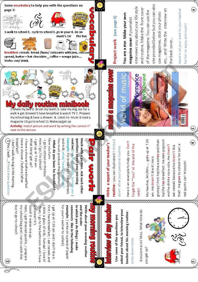 my daily routine minibook worksheet