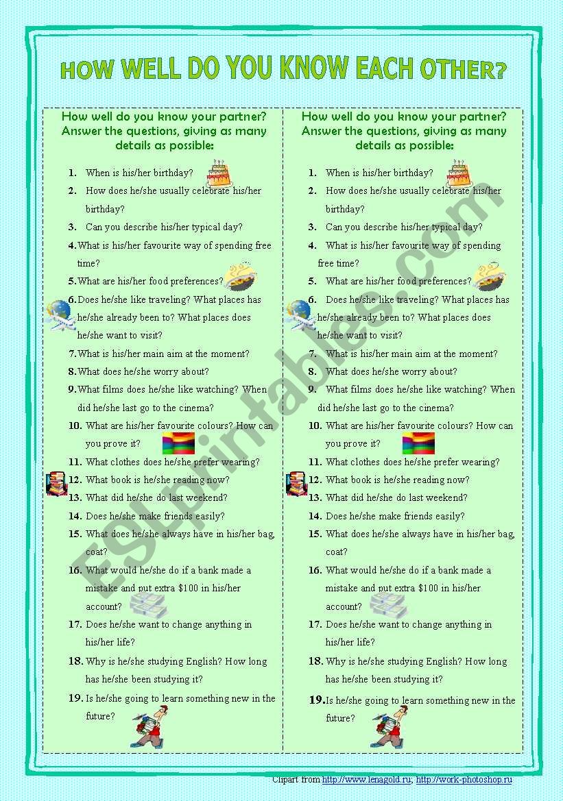 how well do you know each others?
