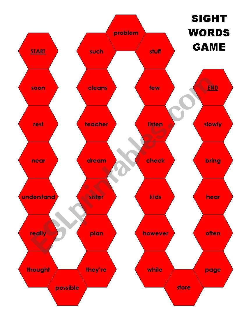 Sight Word Game worksheet