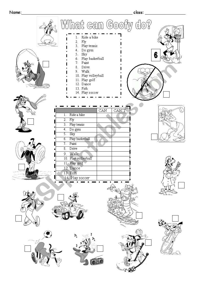 What can Goofy do? worksheet