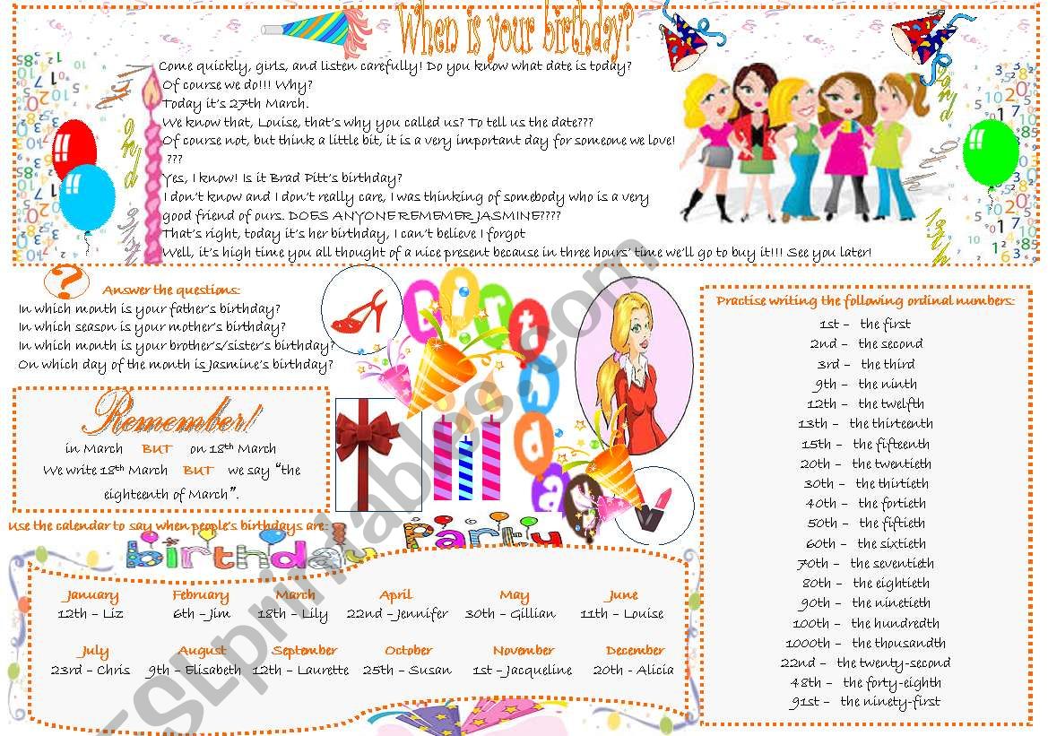 When is your birthday? worksheet