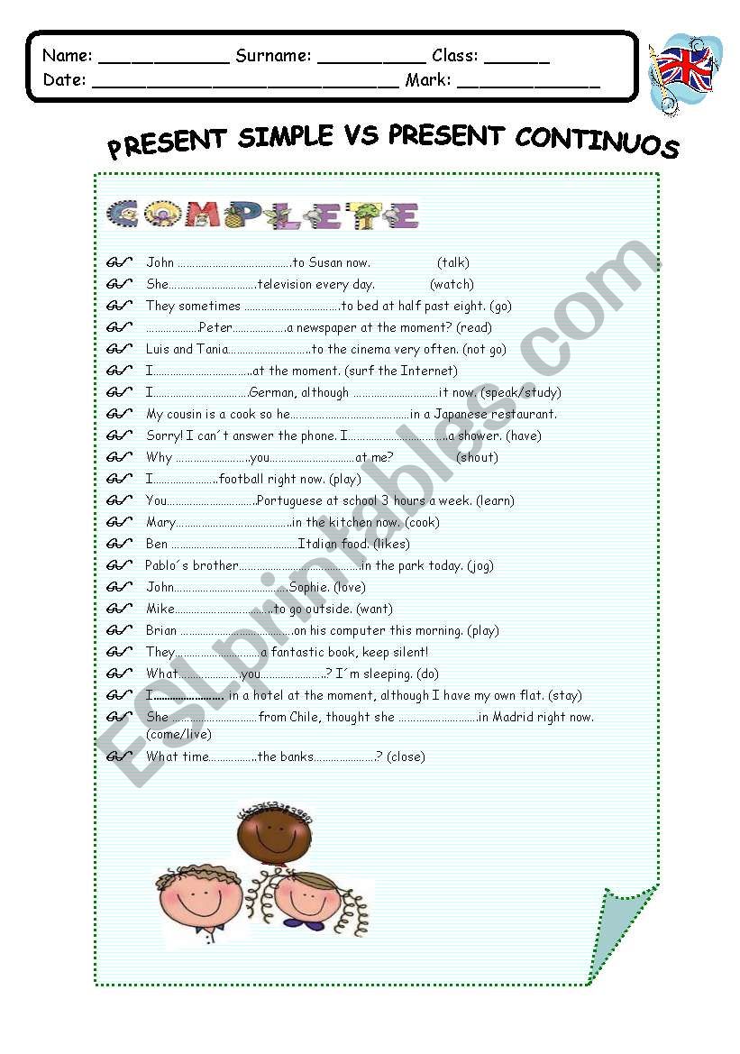 PRESENT SIMPLE VS PRESENT CONTINUOUS