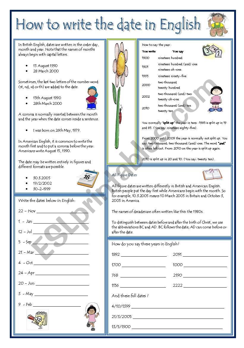 DATES IN ENGLISH worksheet