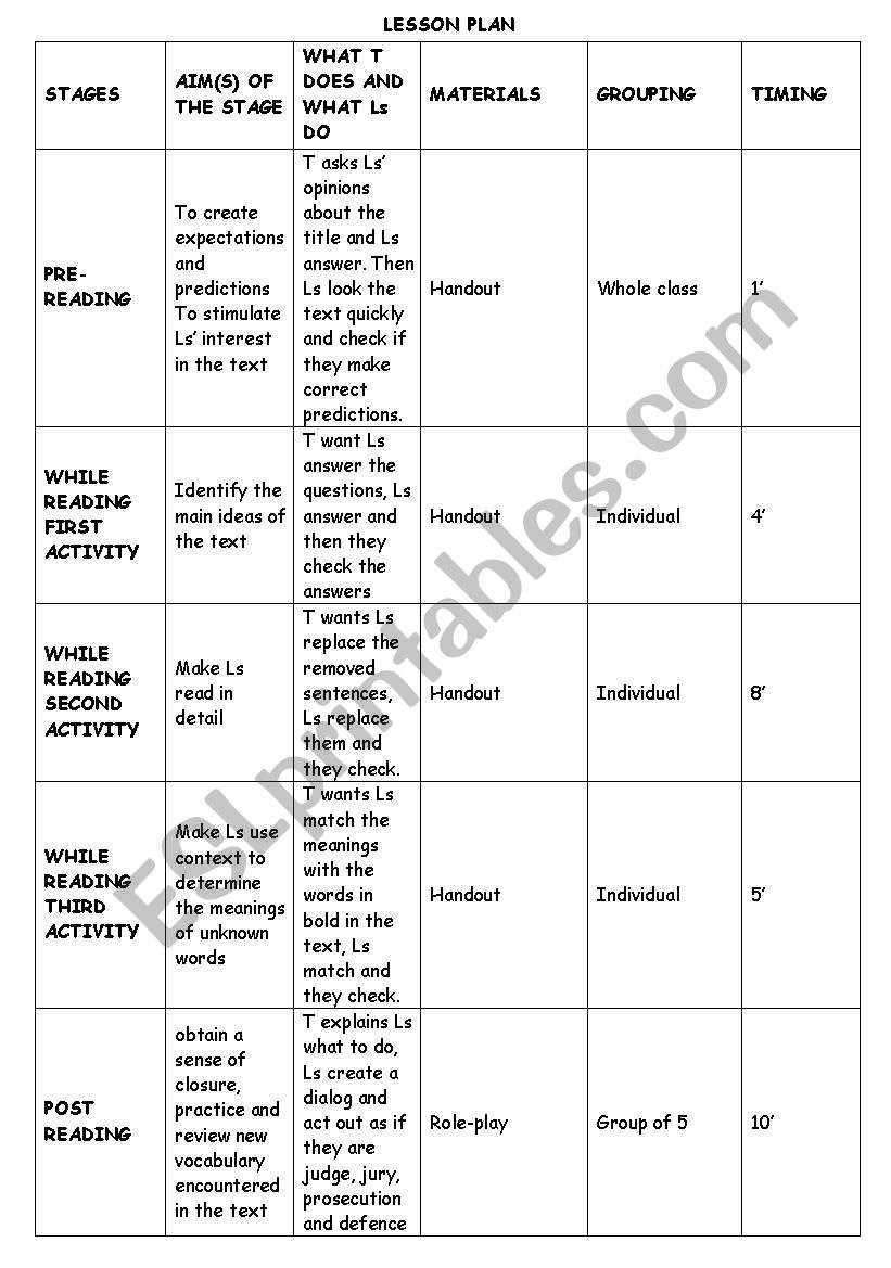 reading comprehension worksheet