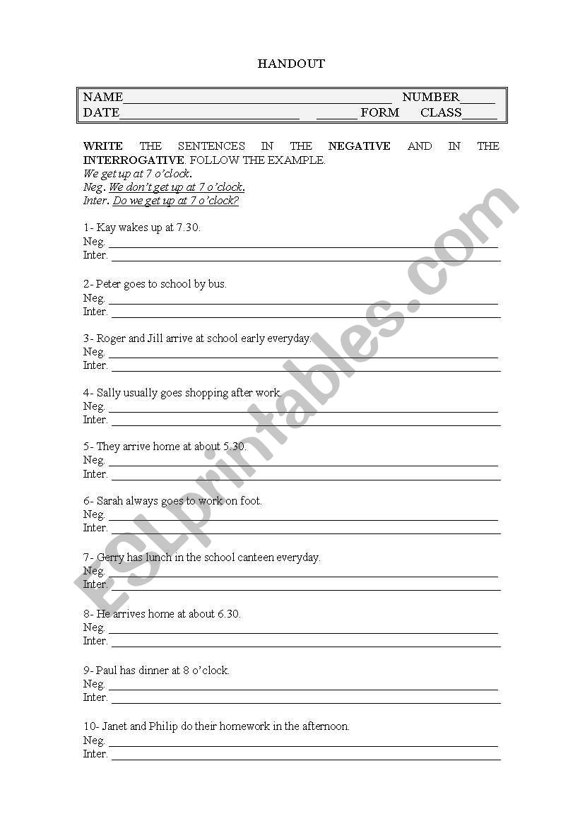 Present Simple worksheet