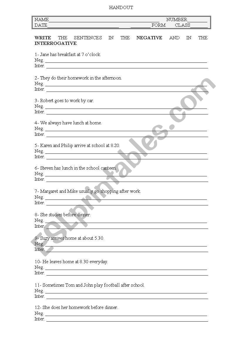 Present Simple worksheet