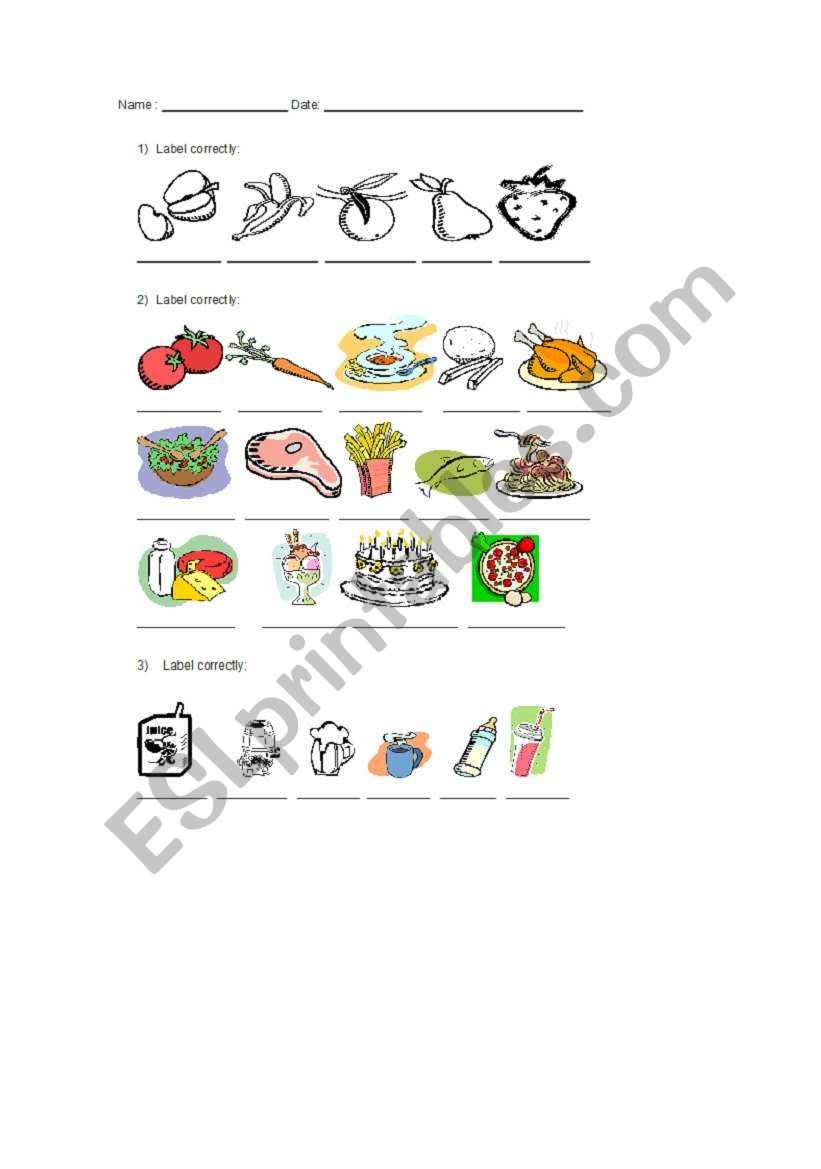 Food worksheet