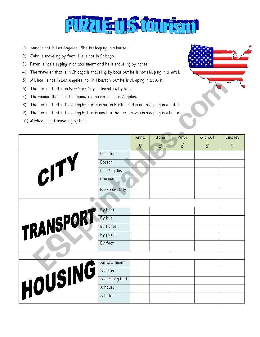 Puzzle: U.S. Tourism - Reading & Fun Logic!