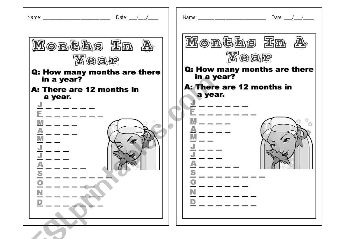 Months  worksheet