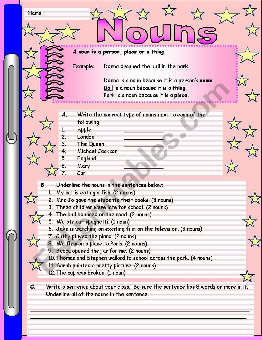 Nouns worksheet