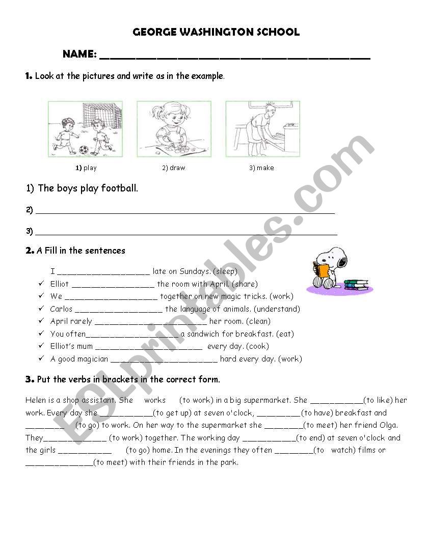 simple present worksheet