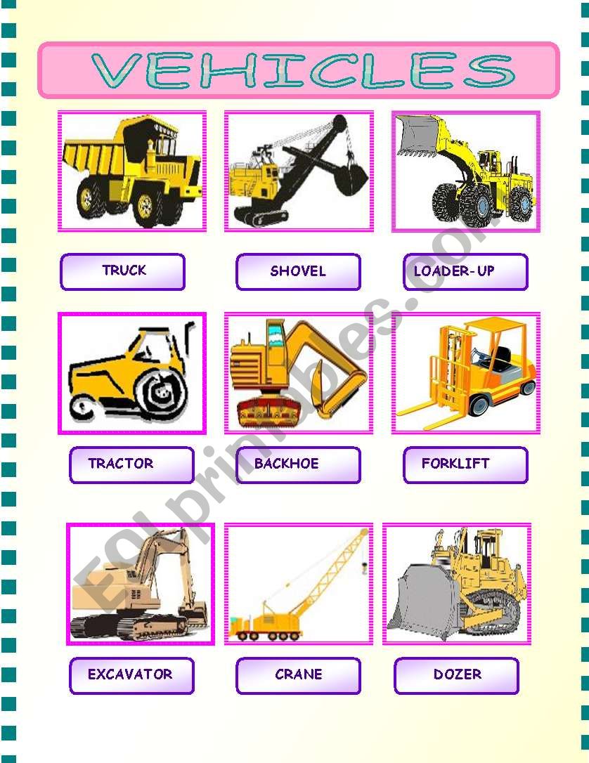 VEHICLES worksheet