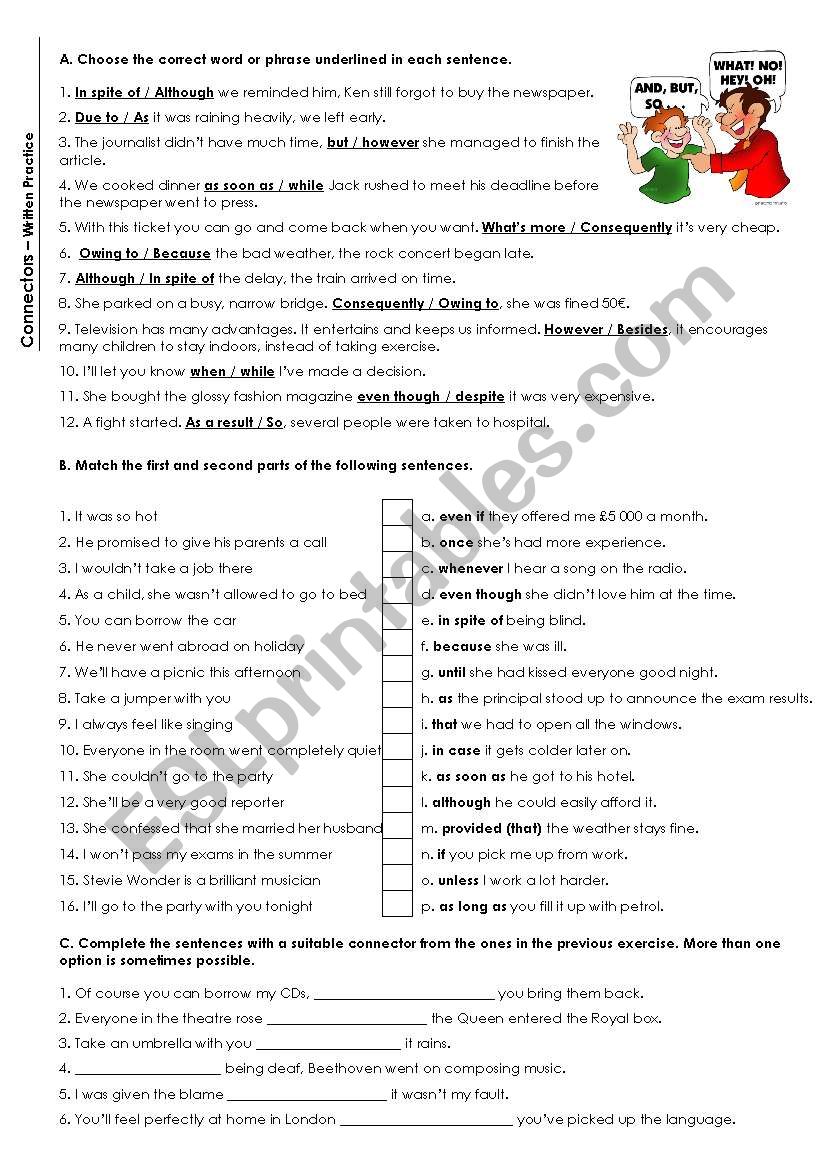 Connectors worksheet