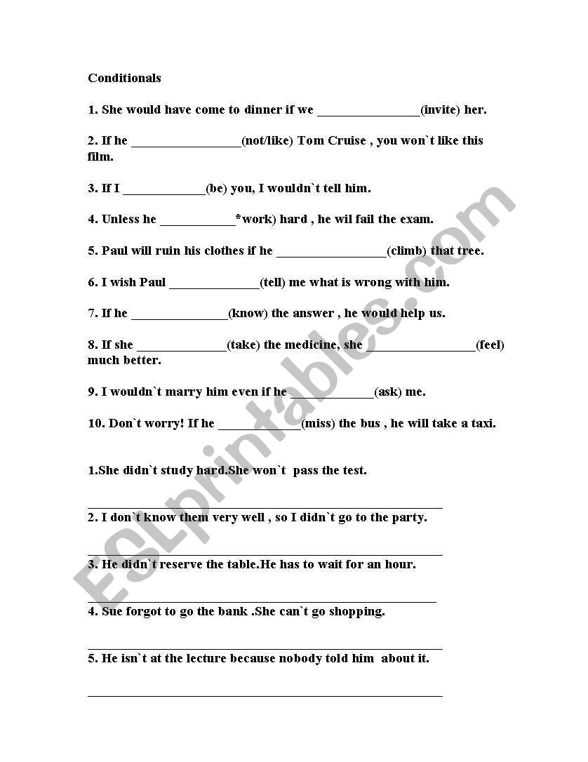 conditionals worksheet