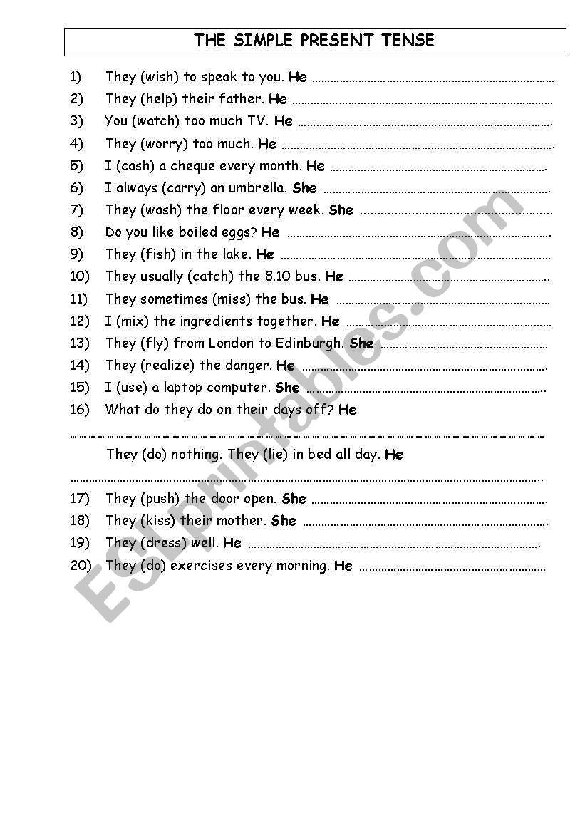 The simple present tense 2sheets