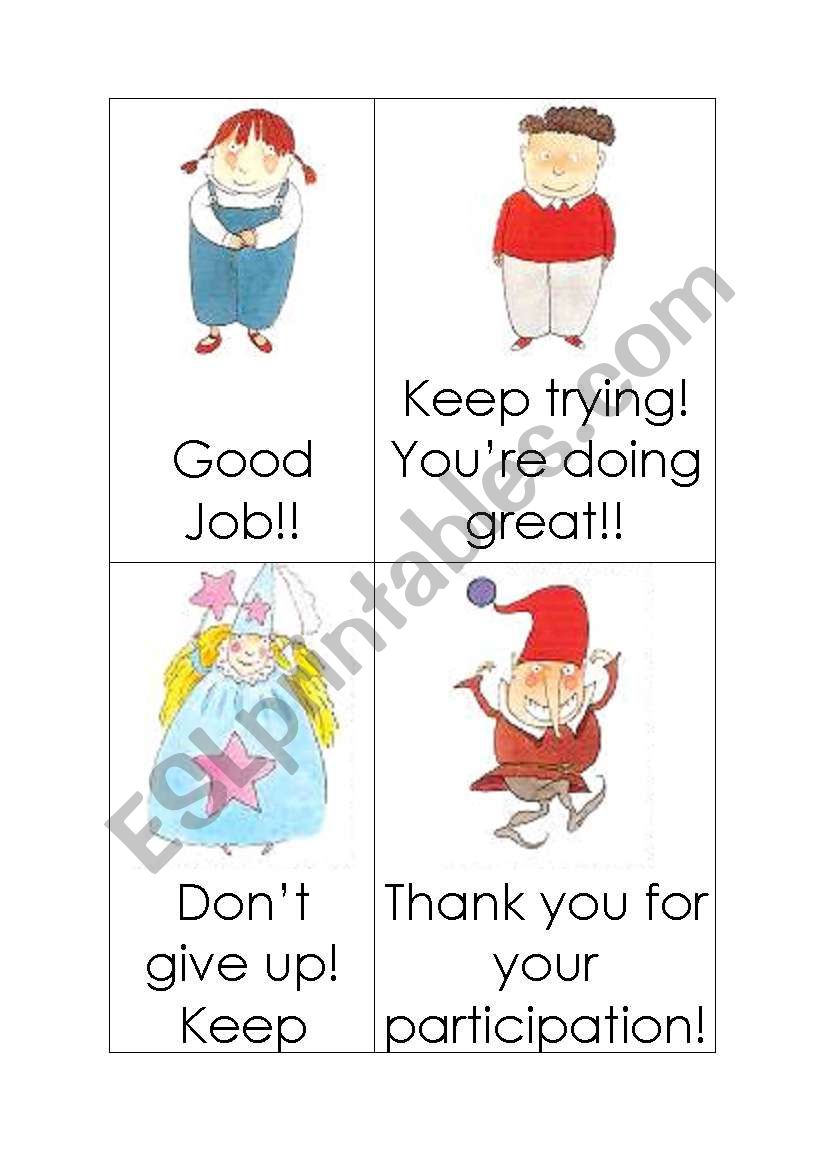 Motivation cards worksheet