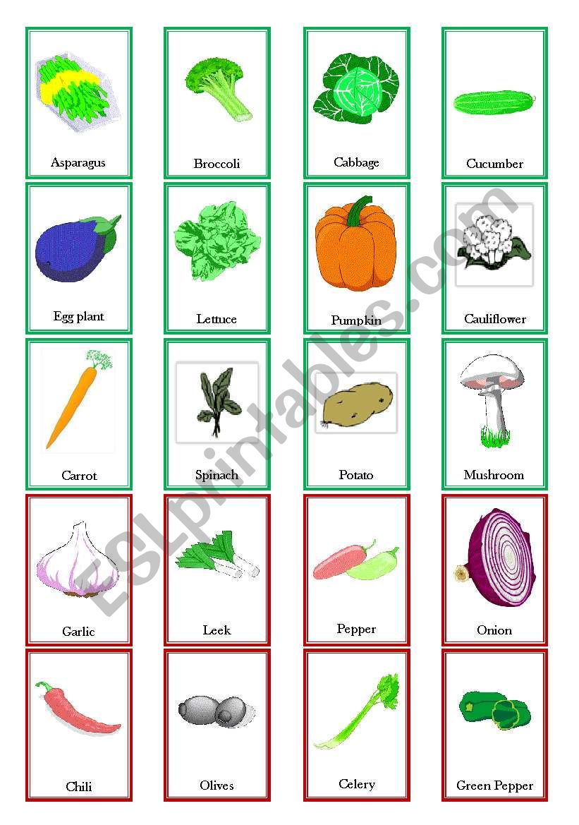 Vegetables worksheet