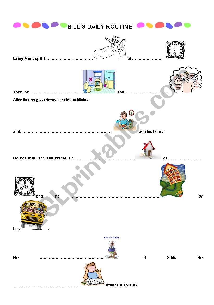 BILLS DAILY ROUTINE worksheet