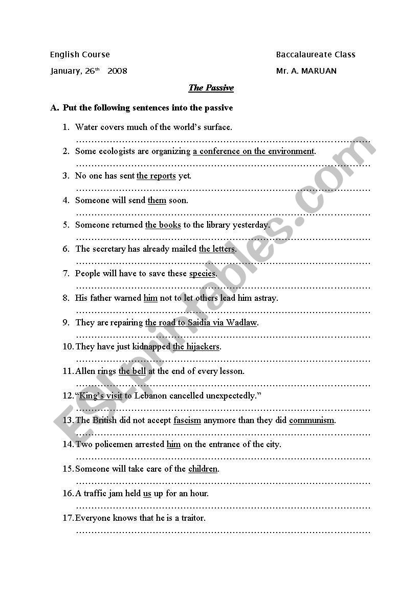 Passive Voice worksheet