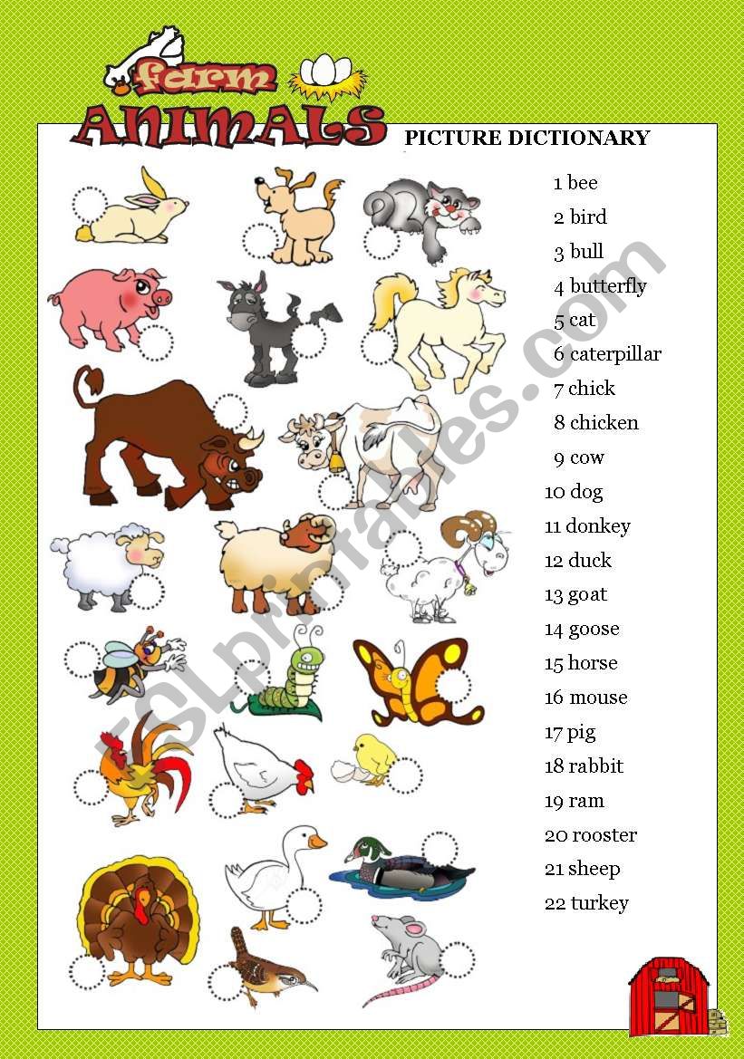 FARM ANIMALS - Picture dictionary