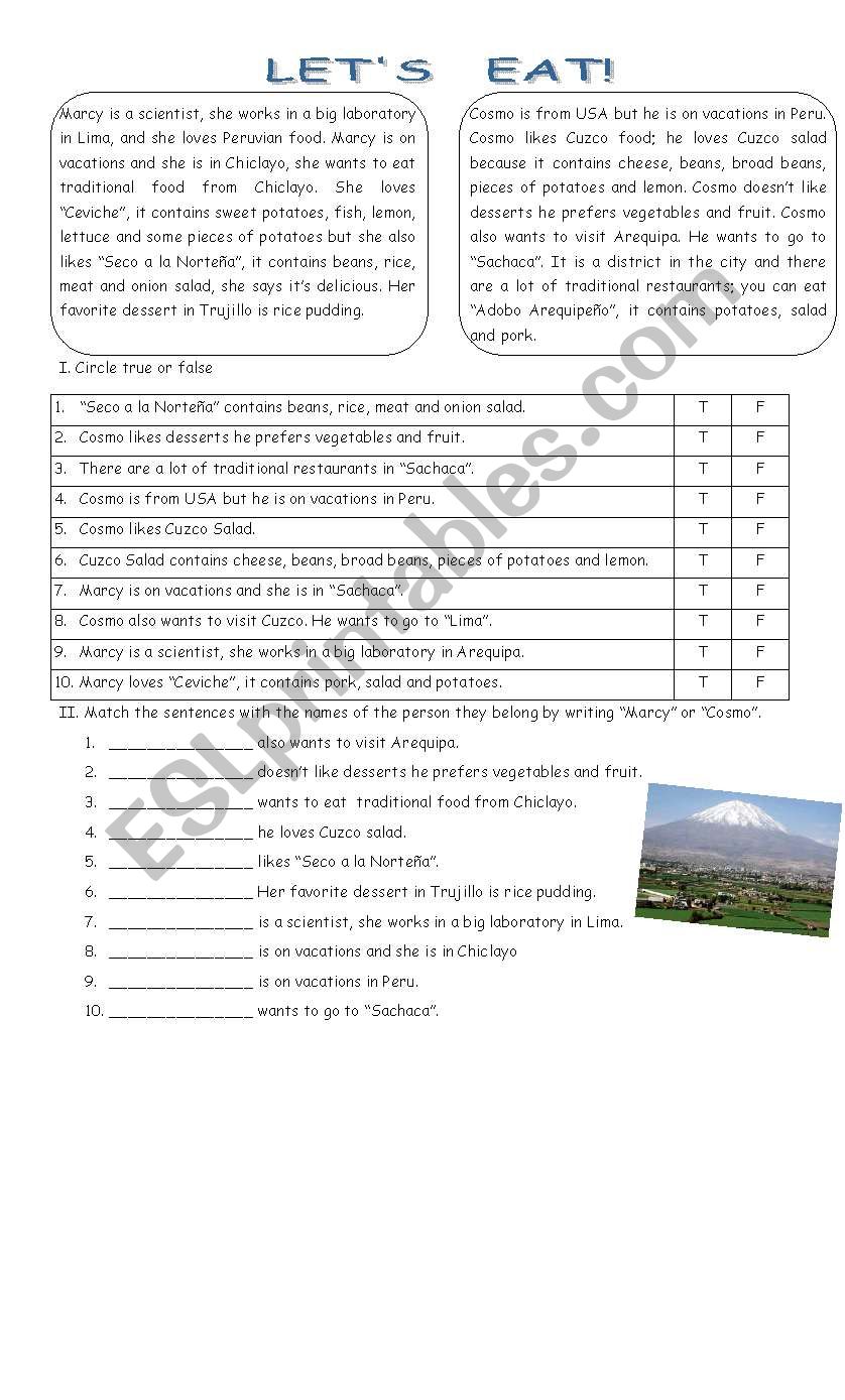 present simple - food  worksheet