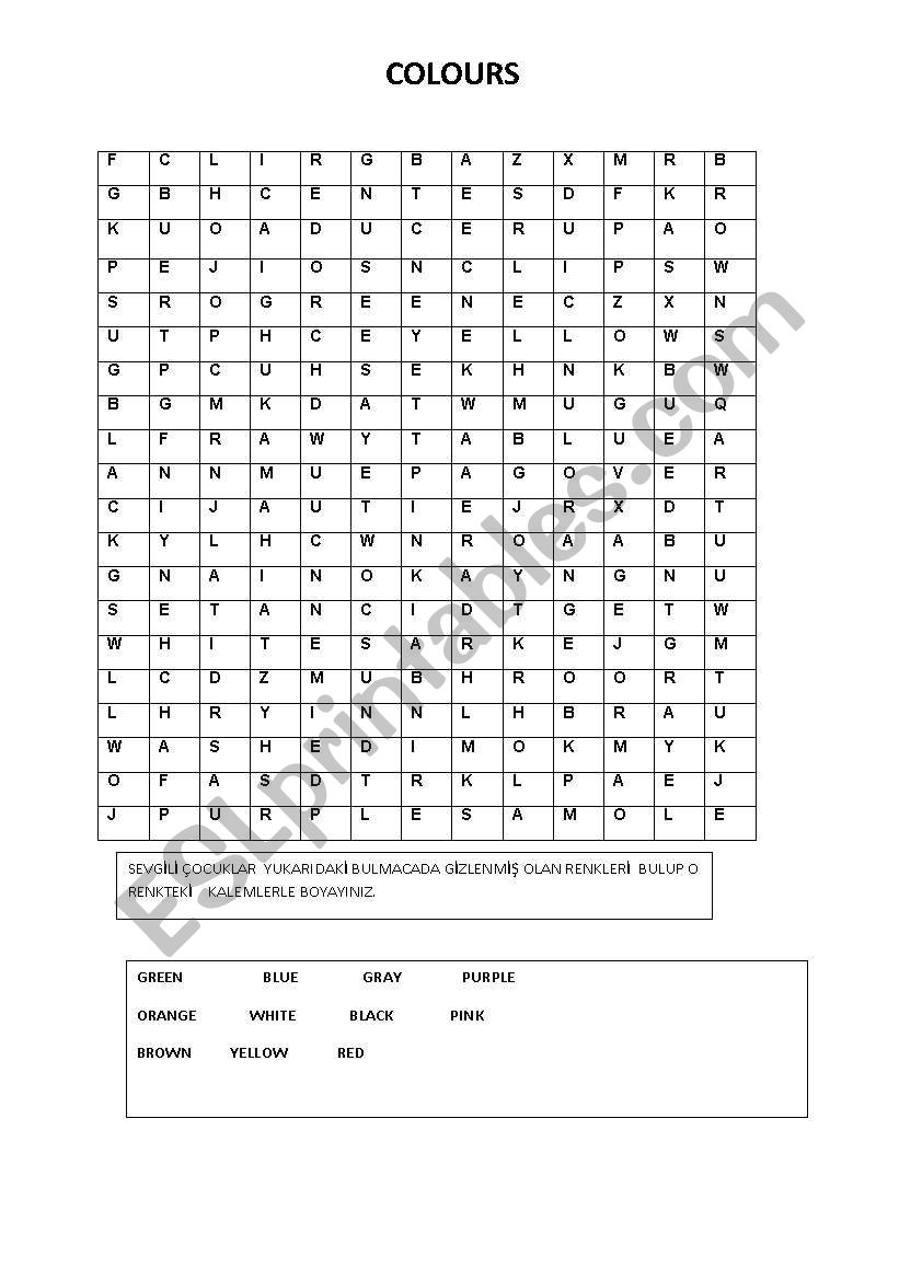 COLOURS PUZZLE worksheet