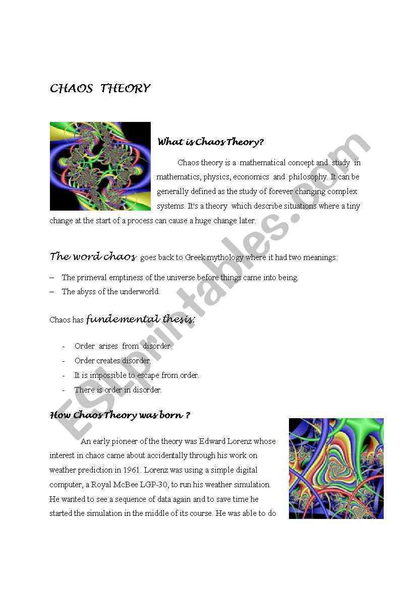 do you know the chaos theory? 