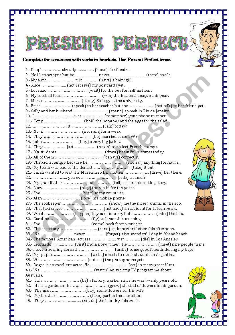 PRESENT PERFECT TENSE worksheet