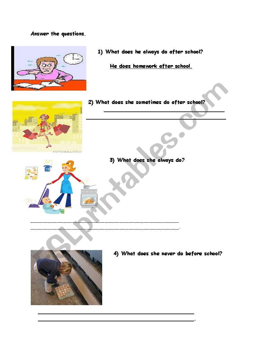 routines worksheet